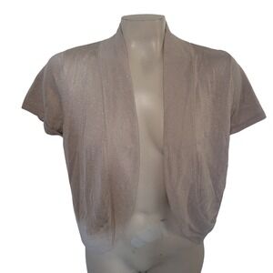 212 Collection Womens Knit Shrug Cardigan‎ Glitter Sparkle Short Sleeve Top L